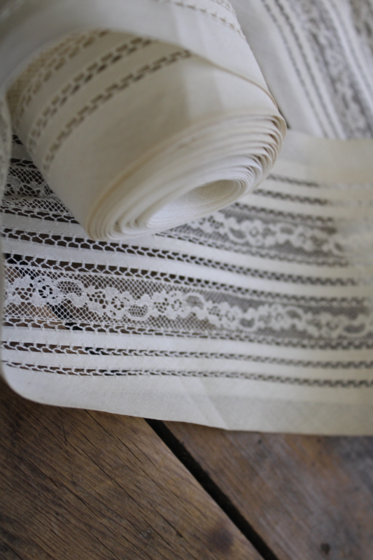 photo of heirloom sewing vintage lace insertion, wide band white cotton lawn w/ inset lace #4