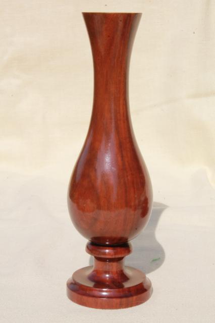 photo of highly polished handmade carved wood goblet, box, vase - handcrafted vintage treenware #6