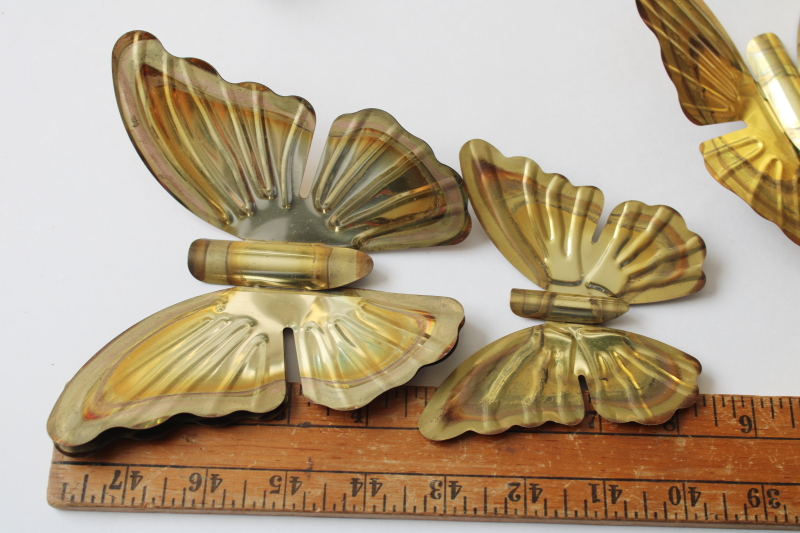 photo of hippie boho vintage wall art butterfly flock, lot of 12 small brass metal butterflies  #8