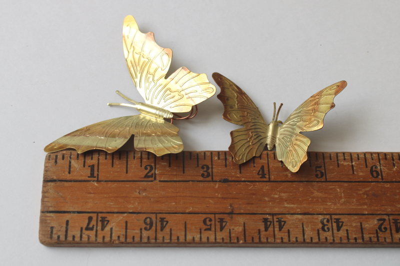 photo of hippie boho vintage wall art butterfly flock, lot of 12 small brass metal butterflies  #9