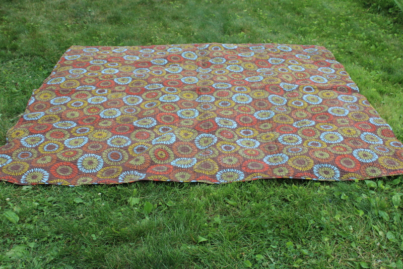 photo of hippie style starburst flower print cotton kantha quilt, king size bedspread #1