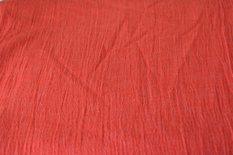 photo of hippie vintage 1970s heavy cotton crinkle fabric, coral orange lightweight canvas #1