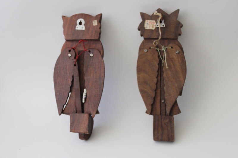 photo of hippie vintage carved wood owl hook board wall hangings made in India #3