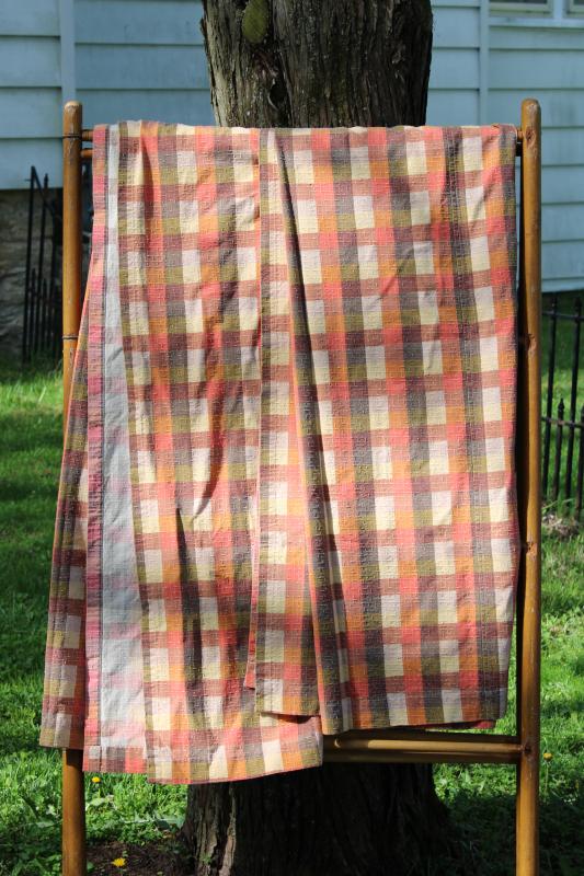 photo of hippie vintage curtains natural earth colors homespun dobby texture cotton fabric #1