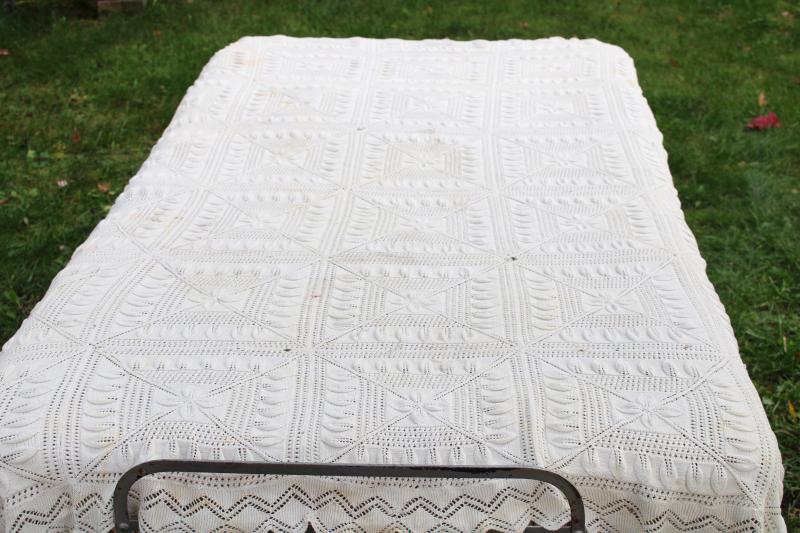 photo of hippie vintage quilted cotton poly bedspread, boho batik print indigo blue & brown #4