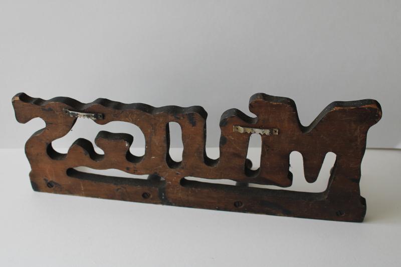 photo of hippie vintage wood MUGS wall hanging mug rack for 70s retro kitchen, coffee bar! #3