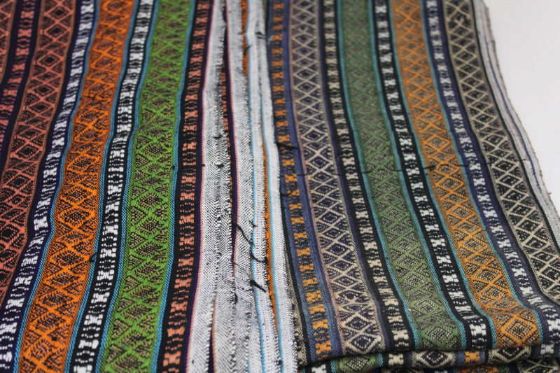 photo of hippie vintage woven stripe cotton fabric lot, ethnic style southwest colors #1