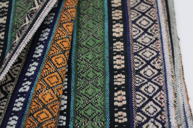 photo of hippie vintage woven stripe cotton fabric lot, ethnic style southwest colors #4