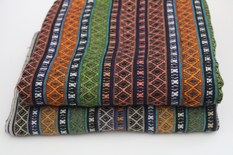 photo of hippie vintage woven stripe cotton fabric lot, ethnic style southwest colors #5