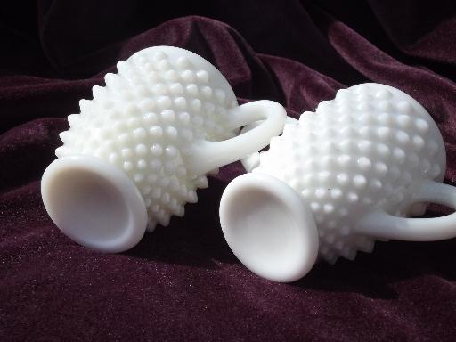 photo of hobnail milk glass creamer and sugar set, vintage Fenton or L E Smith? #4