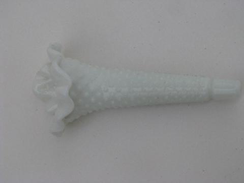 photo of hobnail milk glass epergne horns for flower bowl vase, vintage Westsmoreland or Fenton #2