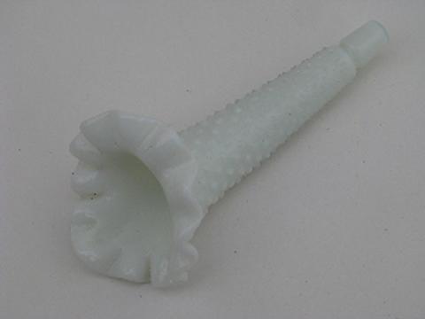 photo of hobnail milk glass epergne horns for flower bowl vase, vintage Westsmoreland or Fenton #3