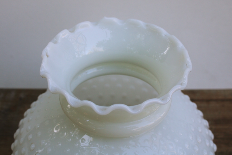 photo of hobnail milk glass lampshade, translucent white glass shade, vintage replacement shade for older lamp  #2