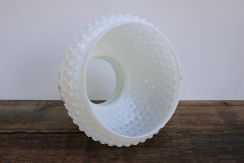 photo of hobnail milk glass lampshade, translucent white glass shade, vintage replacement shade for older lamp  #3