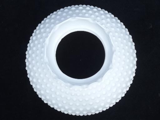 photo of hobnail milk glass shade for student lamp, vintage replacement shade #2