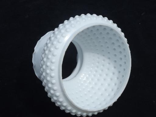 photo of hobnail milk glass shade for student lamp, vintage replacement shade #3