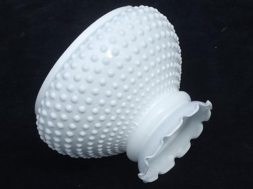 photo of hobnail milk glass shade for student lamp, vintage replacement shade #4