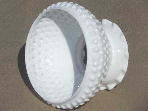 photo of hobnail milk glass shade for student lamp, vintage replacement shade #2