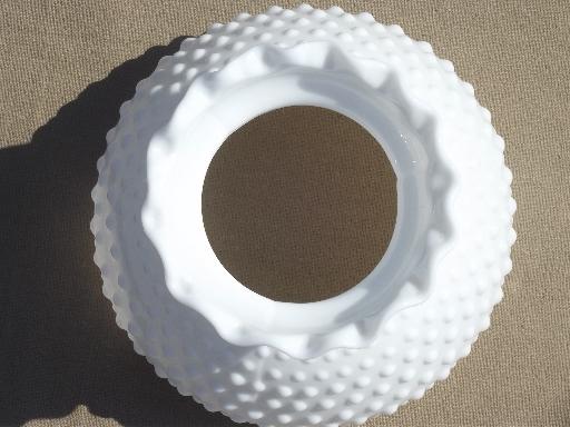 photo of hobnail milk glass shade for student lamp, vintage replacement shade #4