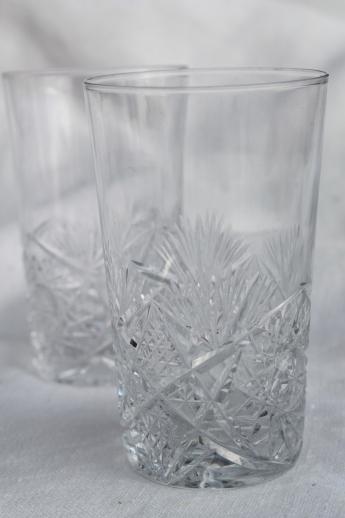 photo of hobstar brilliant cut crystal glass tumblers, vintage cordial glasses #1
