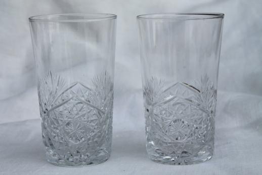 photo of hobstar brilliant cut crystal glass tumblers, vintage cordial glasses #2