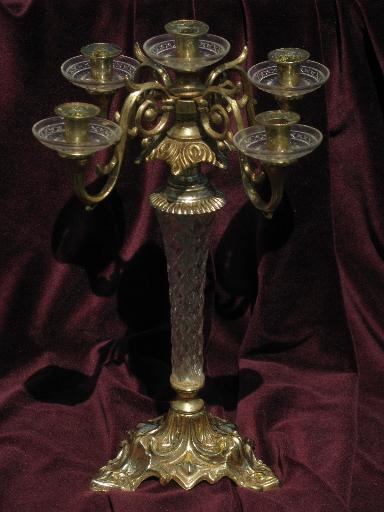 photo of hollywood regency lucite plastic and gold candlesticks candelabra set #2