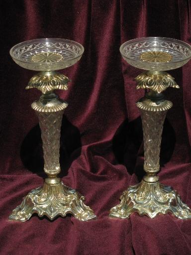 photo of hollywood regency lucite plastic and gold candlesticks candelabra set #3