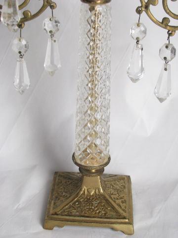 photo of hollywood regency vintage Italy rococo brass & glass branched candelabra candle stick #3