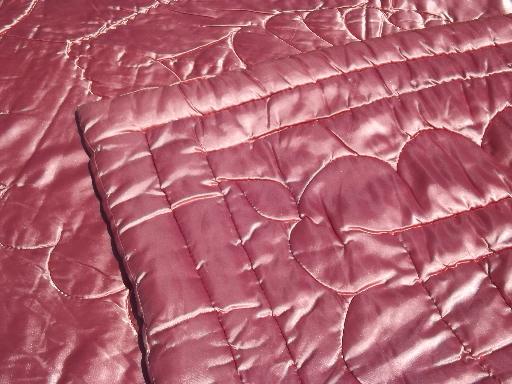 photo of hollywood regency vintage quilted satin comforter, warm wool filled duvet #3