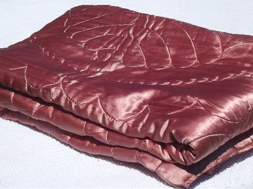 photo of hollywood regency vintage quilted satin comforter, warm wool filled duvet #4