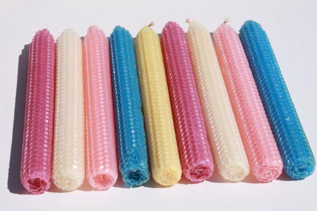 photo of honeycomb texture beeswax candles, country primitive style candle tapers #4