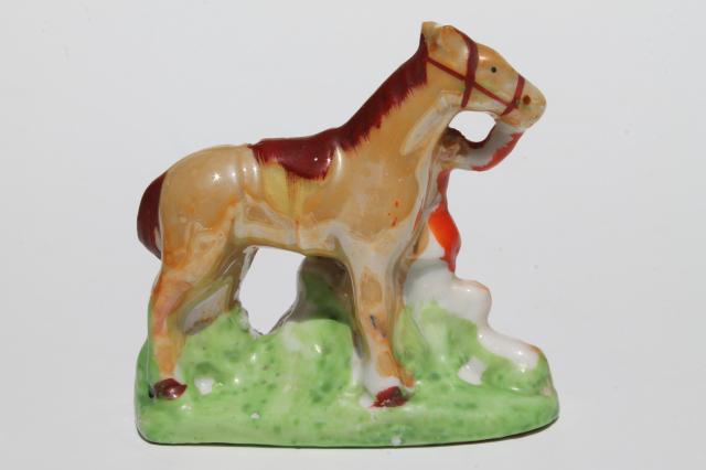 photo of hounds, horse & rider hunt scene vintage china figurine, hand-painted Japan #3