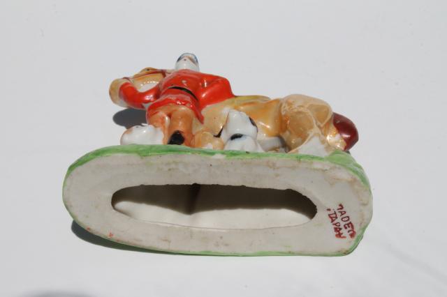 photo of hounds, horse & rider hunt scene vintage china figurine, hand-painted Japan #6