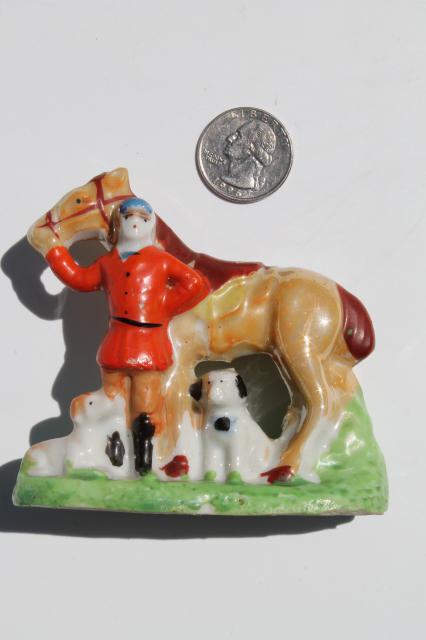 photo of hounds, horse & rider hunt scene vintage china figurine, hand-painted Japan #8