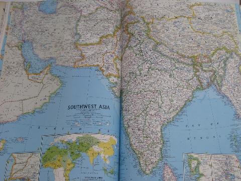 photo of huge 1975 edition world map atlas, old National Geographic maps #2