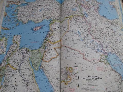 photo of huge 1975 edition world map atlas, old National Geographic maps #3