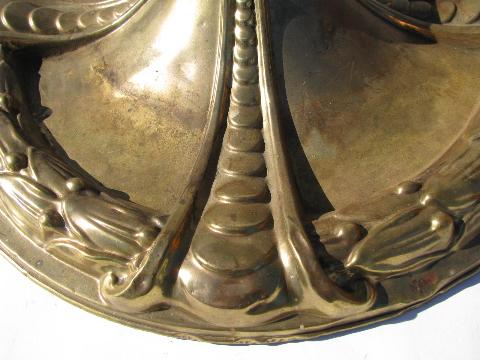 photo of huge Victorian vintage brass ceiling medallion canopy for light fixture/chandelier #3