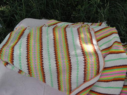 photo of huge afghan or crochet bedspread, southwest Indian blanket retro colors #1