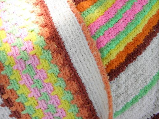 photo of huge afghan or crochet bedspread, southwest Indian blanket retro colors #2
