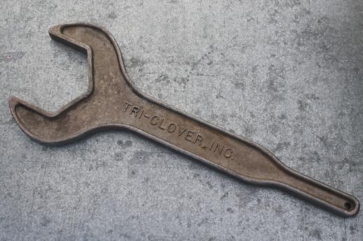 photo of huge aluminum wrench for sign type art or display, dairy equipment milk tank pump wrench #1