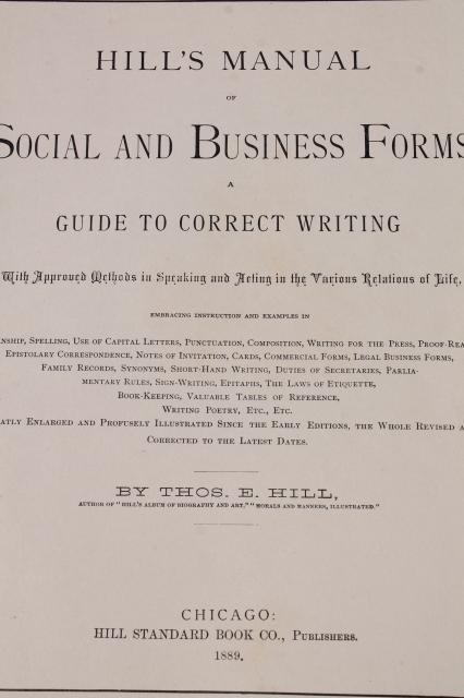 photo of huge antique book, beautiful 1880s manual of letter writing for social & business letters #5