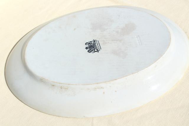 photo of huge antique china platters, heavy old white ironstone oval trays Wedgwood & Meakin #4