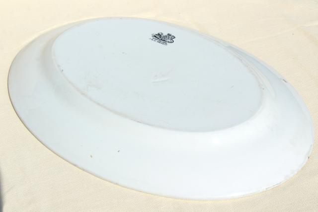 photo of huge antique china platters, heavy old white ironstone oval trays Wedgwood & Meakin #11