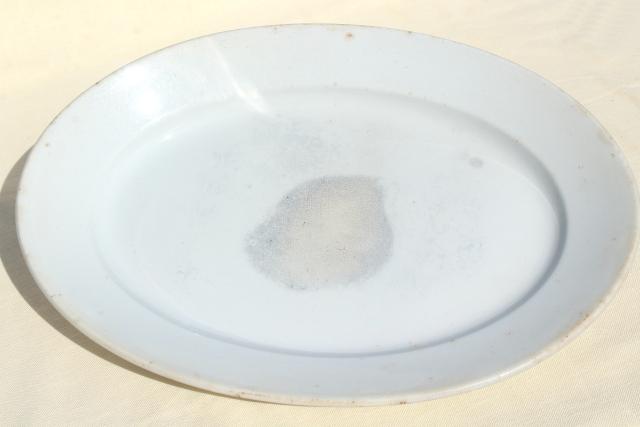 photo of huge antique china platters, heavy old white ironstone oval trays Wedgwood & Meakin #13