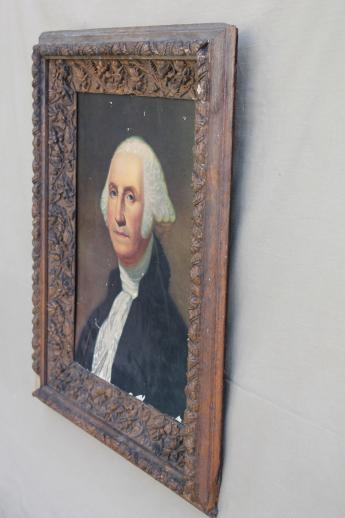 photo of huge antique frame with early 1900s vintage George Washington portrait print #5