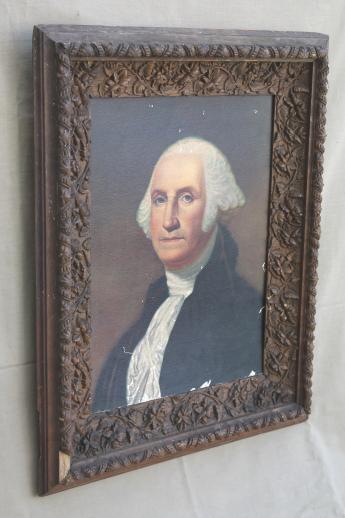 photo of huge antique frame with early 1900s vintage George Washington portrait print #6