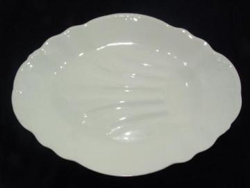 catalog photo of huge antique white ironstone turkey or roast platter