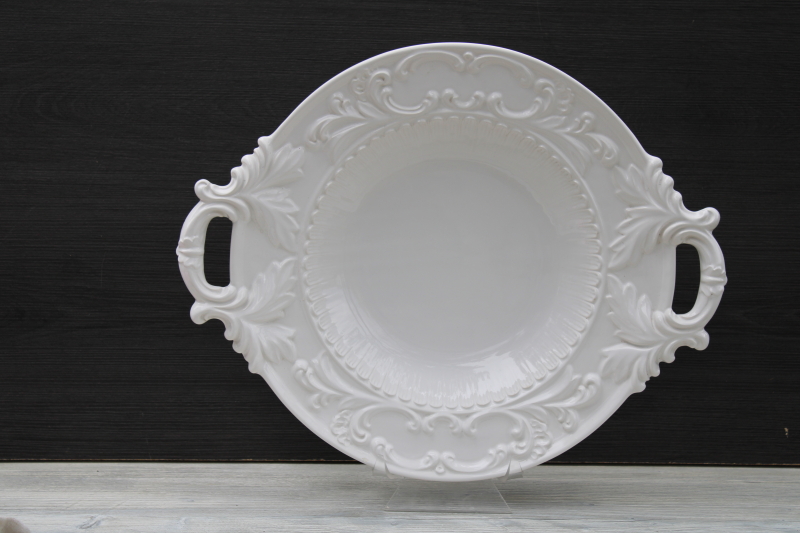 photo of huge baroque style round plate w/ tray handles, Intrada Italy earthenware ceramic serving dish #1