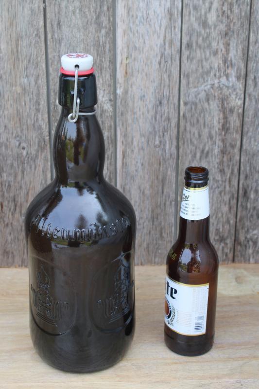 photo of huge beer bottle, amber glass Brauer Bier bottle for German Oktoberfest or bar decor #1