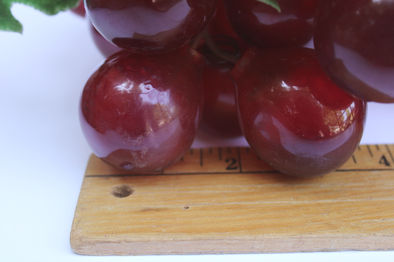 photo of huge bunch of red grapes, vintage rubbery plastic grapes faux fruit, each grape over one inch across  #2